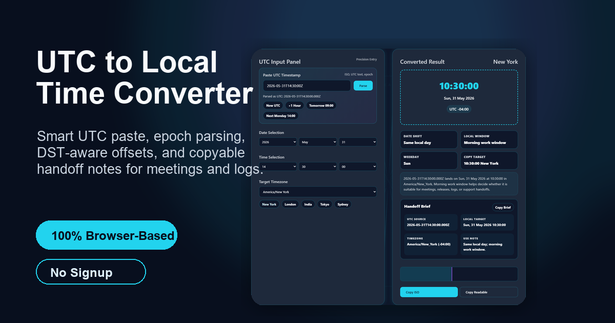 UTC to Local Time Converter | High Precision Timezone Tool