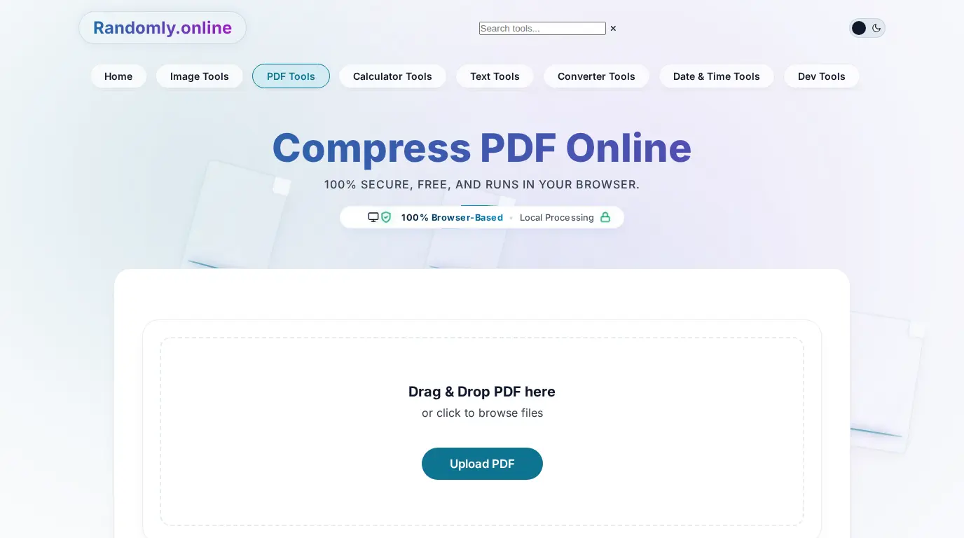 Compress PDF tool interface showing file size reduction