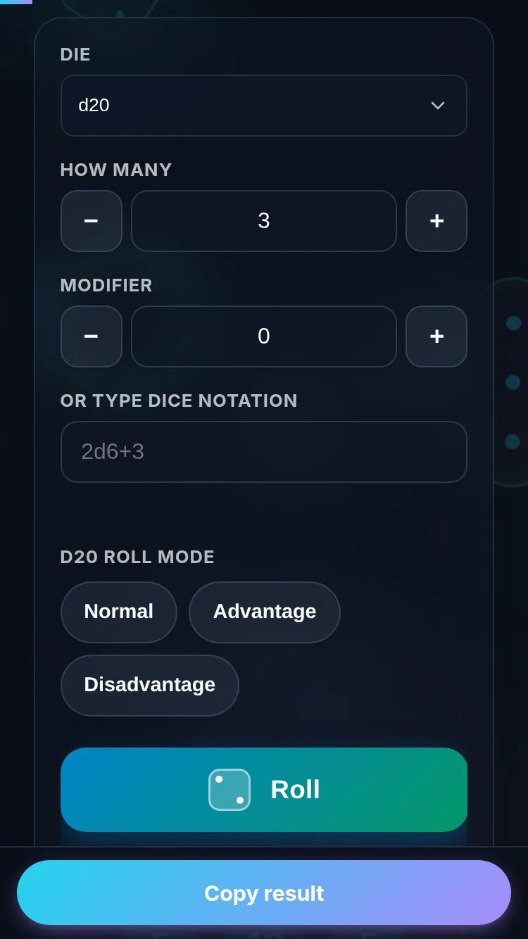 Rolling dice on a phone, no app installed.