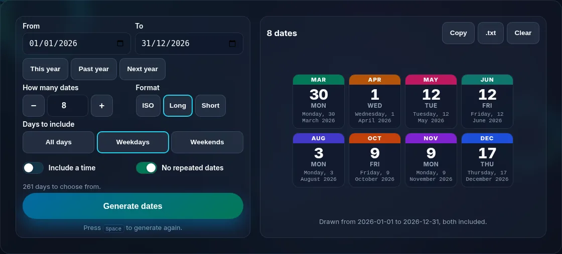 Date output format options.