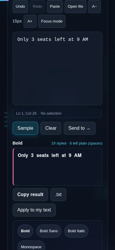 Making bold text on a phone, no app installed.