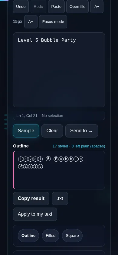 Making bubble text on a phone, no app installed.