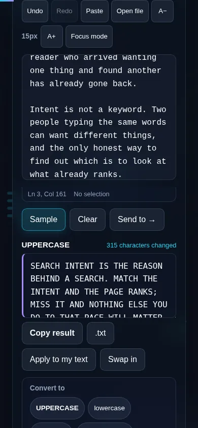 Converting text case on a phone, no app installed.