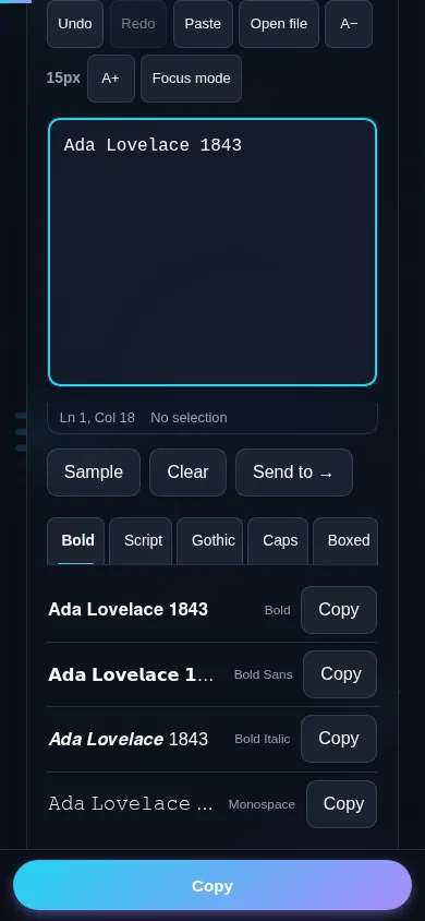 Making fancy text on a phone, no app installed.