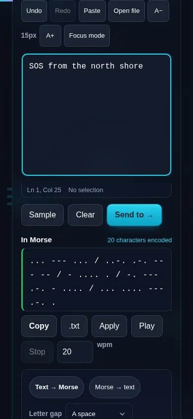 Translating Morse code on a phone, no app installed.