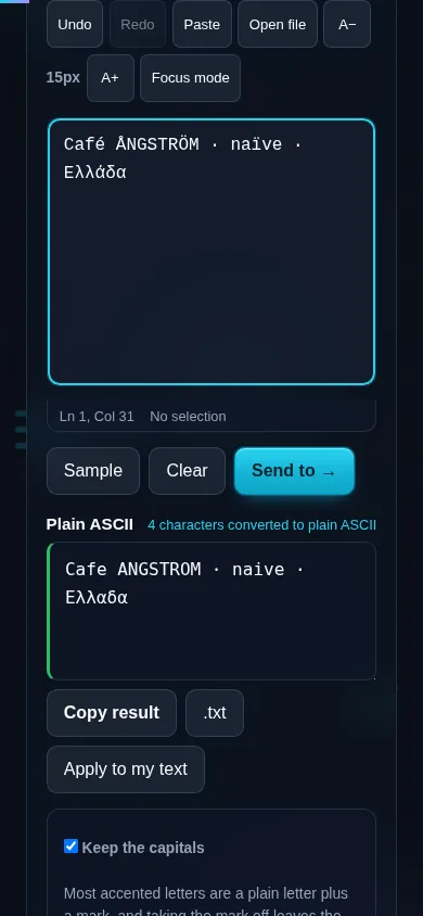 Removing accents on a phone, no app installed.