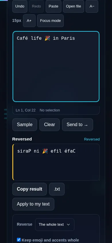 Reversing text on a phone, no app installed.