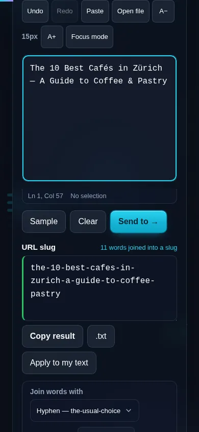 Generating a URL slug on a phone, no app installed.