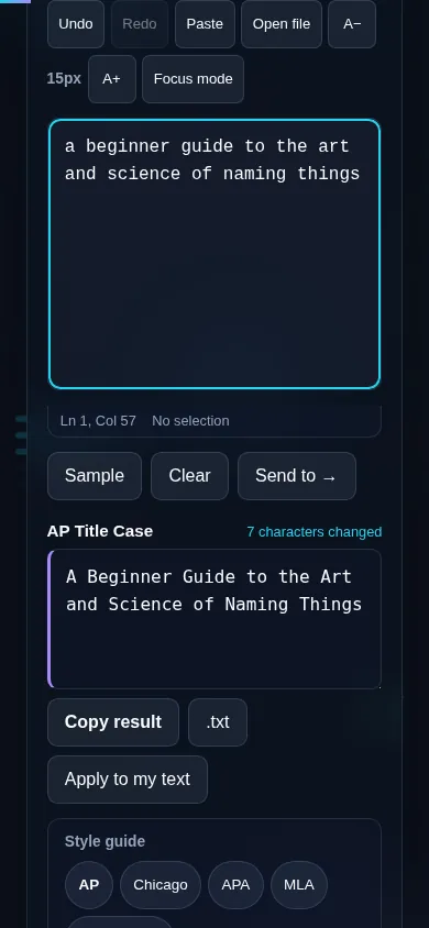 Converting a title to title case on a phone, no app installed.