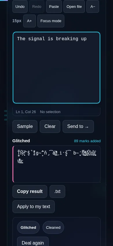 Making zalgo text on a phone, no app installed.